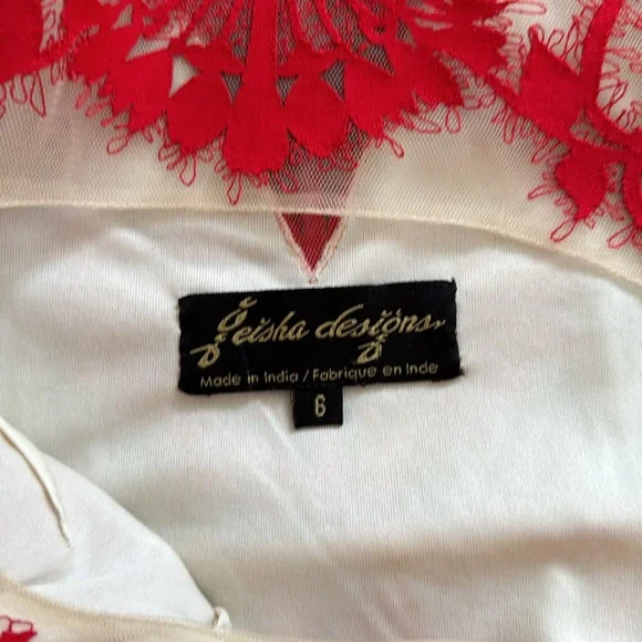 Anthropologie | Geisha Designs | Sugared Ruby Red Lace Dress | Size 6 - Picture 14 of 17